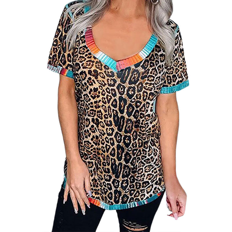 Macymars™ Fresh And Sweet Casual Tie Dye Leopard Pocket Women's T-Shirt
