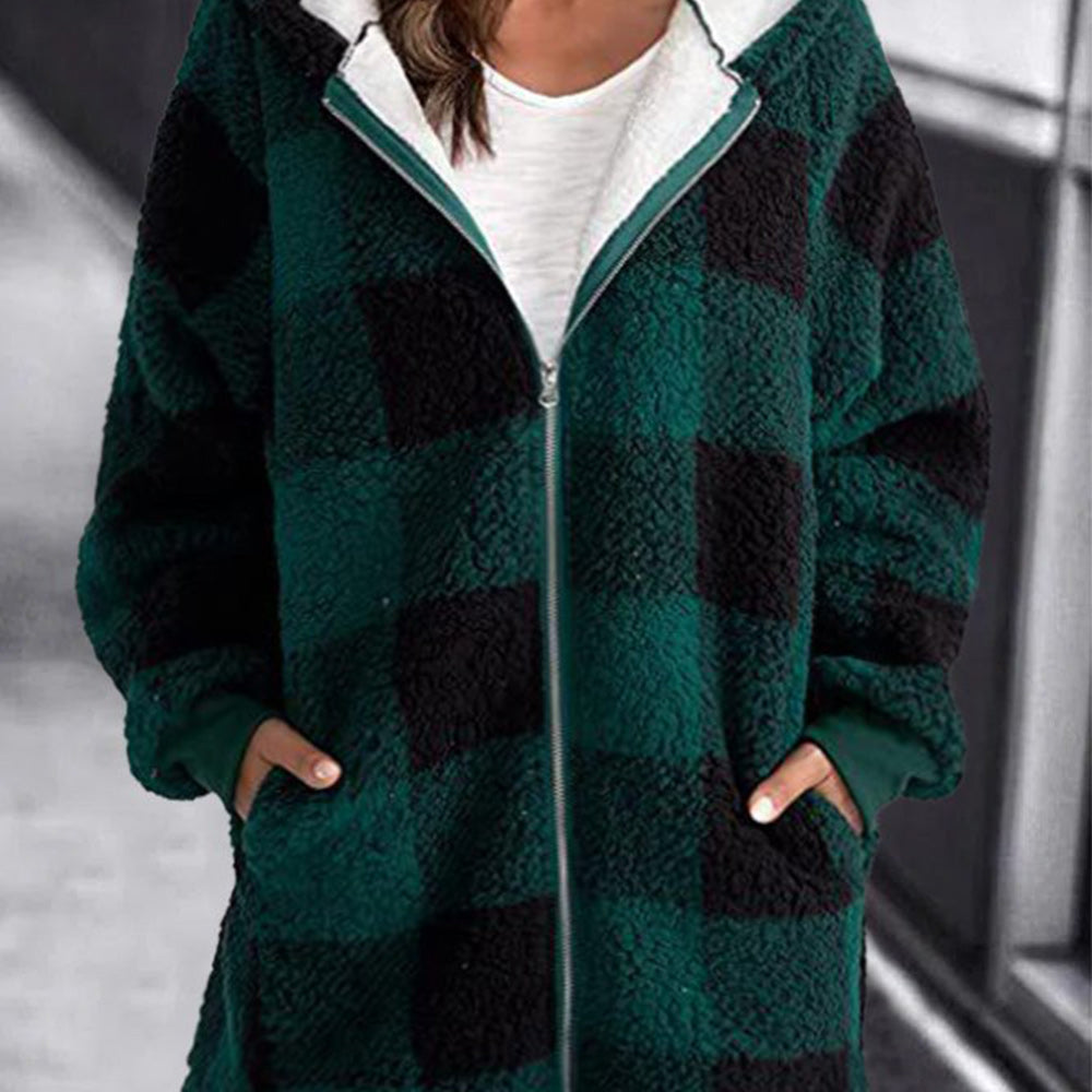 Macymars™ Women's Hoodie Plaid Loose Overcoat