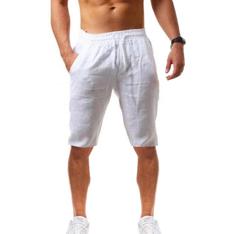 Macymars™ Summer Men's Linen Solid Color Drawstring Shorts Beach Shorts