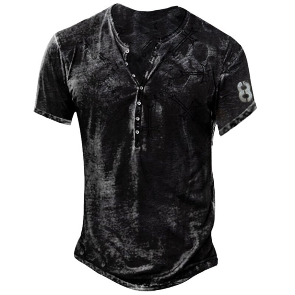 Macymars™ Mens Casual Fashion Printed V-Neck Henley T-Shirts
