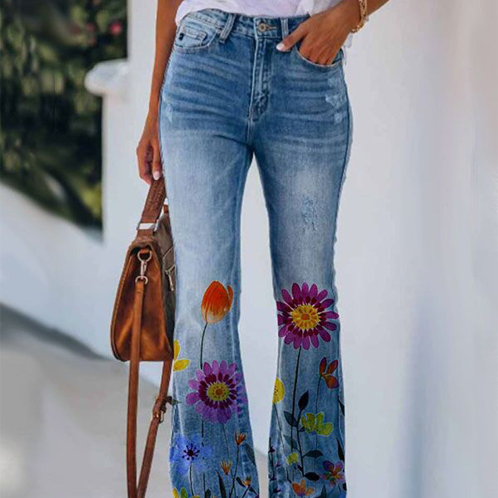 Macymars™ Women's Casual Print Flare Jeans Pants