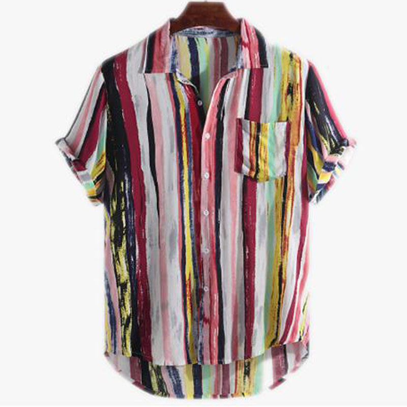 Macymars™ Pink Impressive Style Fashionable Print Men's Bowling Shirt