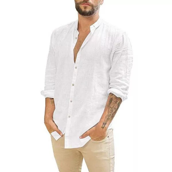 Macymars™ Men's Half Sleeve Solid Color Loose Breathable Casual Cotton Linen Shirts