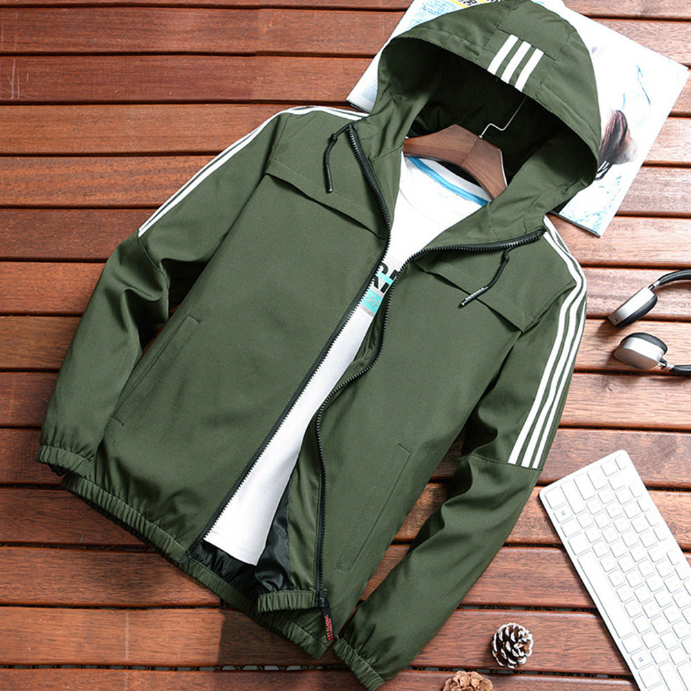 Macymars™ Men's Striped Hooded Sports Jacket