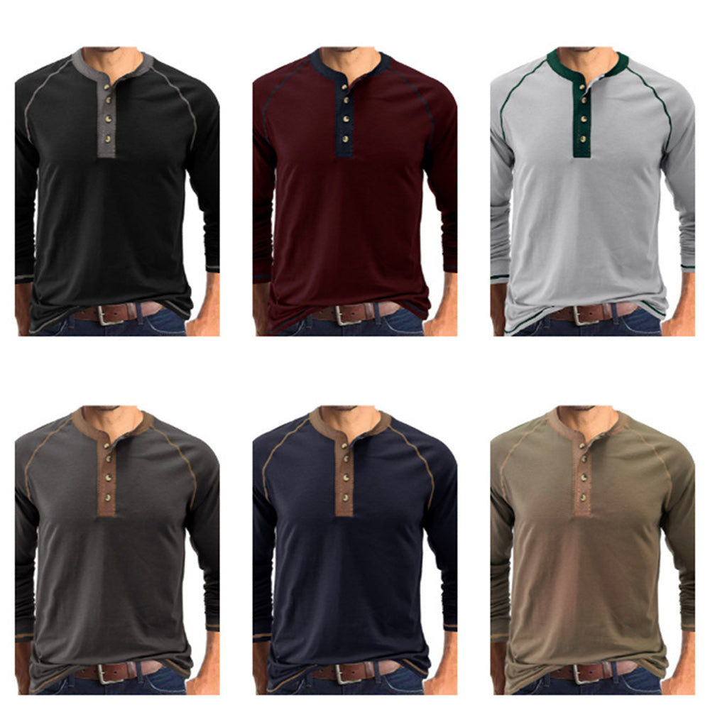 Macymars™ Henley Neck Contrast Trim Casual Shirt 2022 Autumn