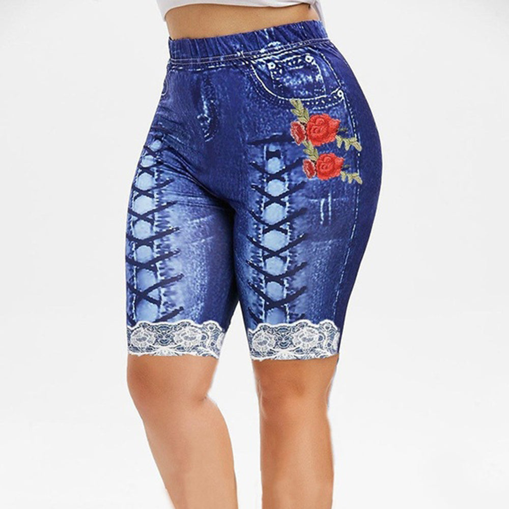 Macymars™ Women's Skinny 3d Denim Print Casual Short Jeggings