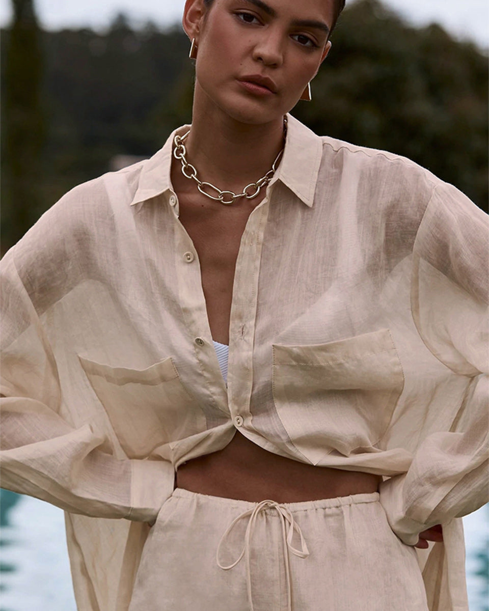 Macymars™ Loose Cotton Linen Shirt Wide Leg Pants Two Piece Set