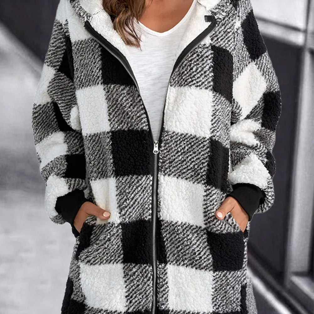 Macymars™ Women's Hoodie Plaid Loose Overcoat