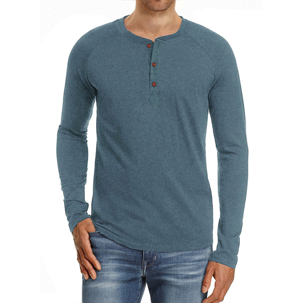 Macymars™ Men's Henley Long Sleeve Crewneck T-Shirts
