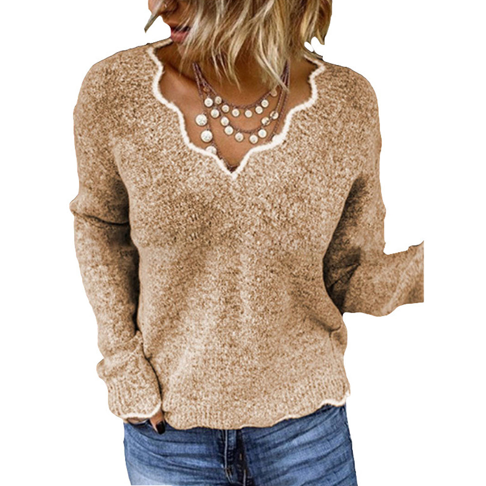 Macymars™ Women's Sexy Lace V-neck Knitted Warm Pullover Sweater