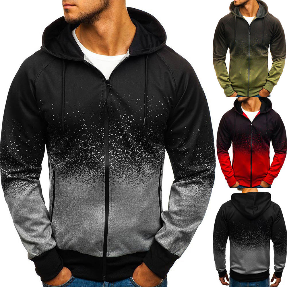Macymars™ Men's Gradient Print Hooded Zip Sweatshirt Jacket