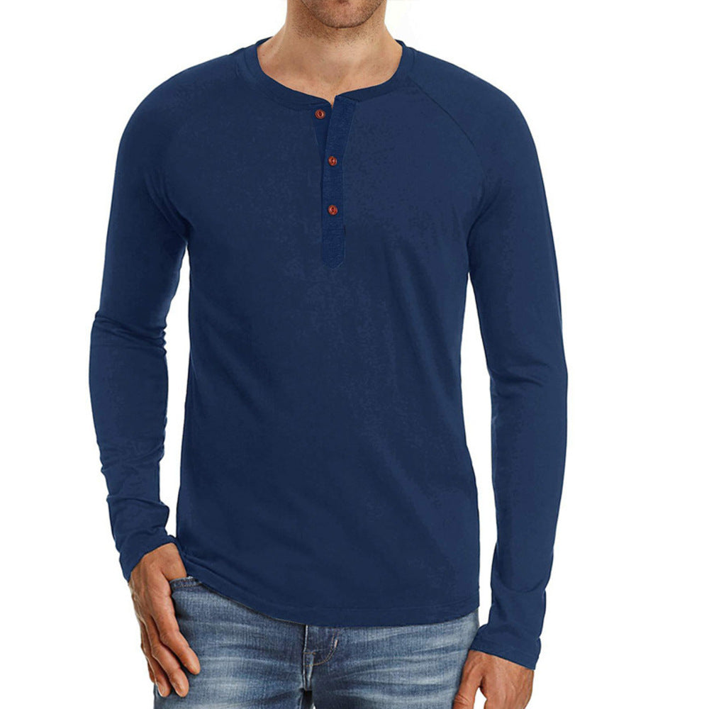 Macymars™ Men's Henley Long Sleeve Crewneck T-Shirts