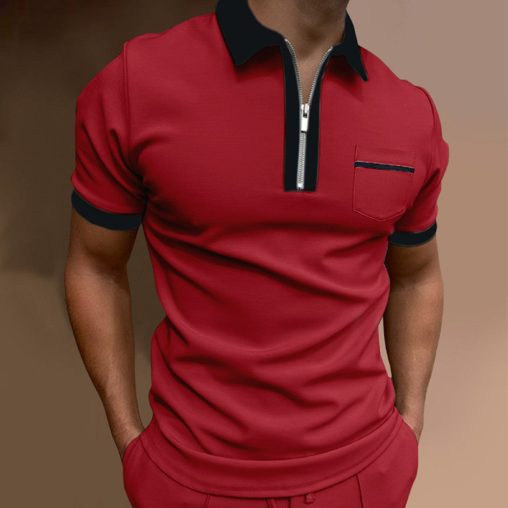 Macymars™ Men's Lapel Zipper Pocket Polo Shirt