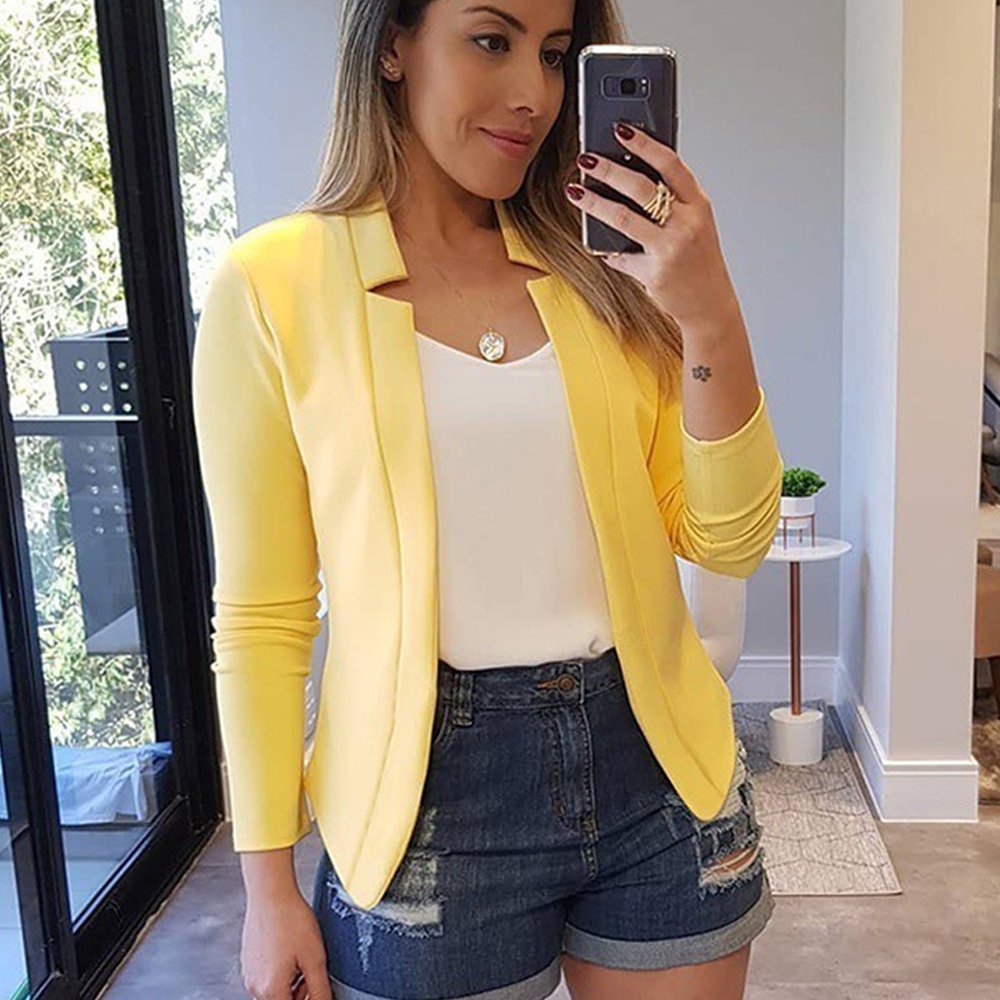 Macymars™ 2022 Women's Autumn and Winter Suit Long Sleeve Solid Color Cardigan Jacket