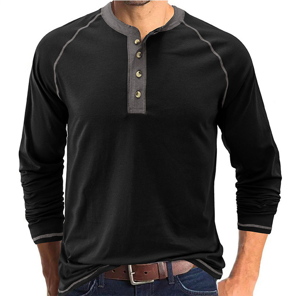 Macymars™ Henley Neck Contrast Trim Casual Shirt 2022 Autumn