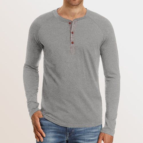 Macymars™ Men's Henley Long Sleeve Crewneck T-Shirts