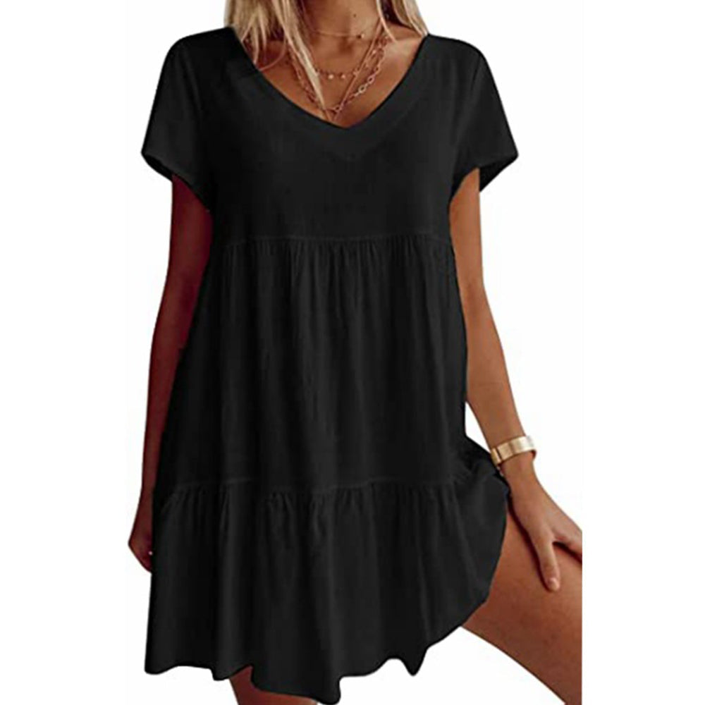 Macymars™  Women's V-Neck Casual Loose Flowy Swing Dress
