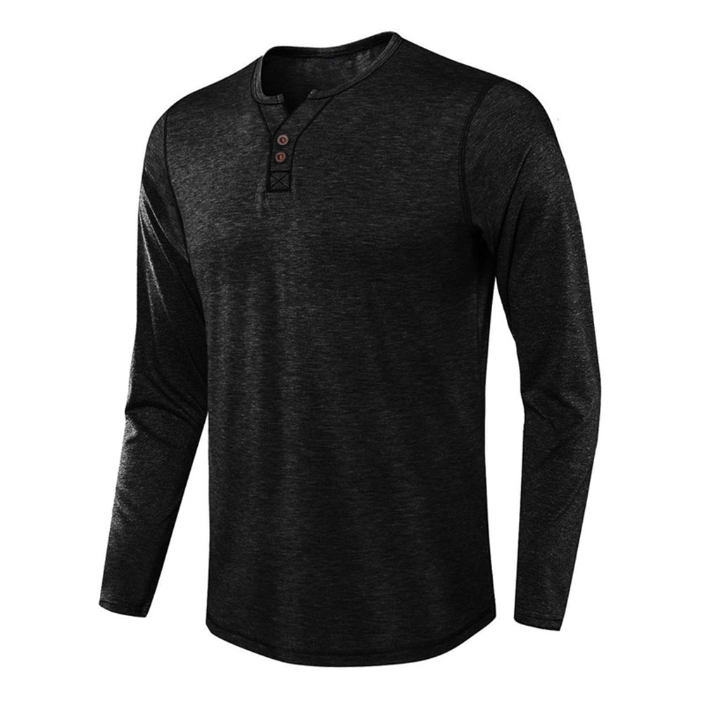 Macymars™ Men's Long Sleeve Henley Collar T-Shirt