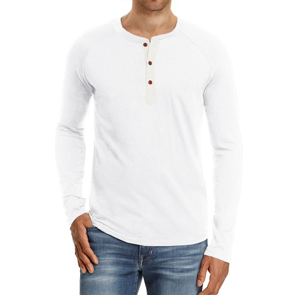 Macymars™ Men's Henley Long Sleeve Crewneck T-Shirts