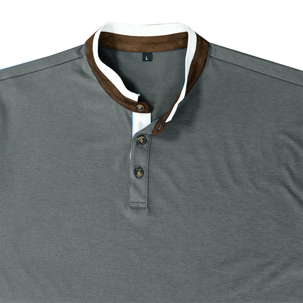 Macymars™ Men's Long Sleeve Henley Stand Collar Button T-Shirt