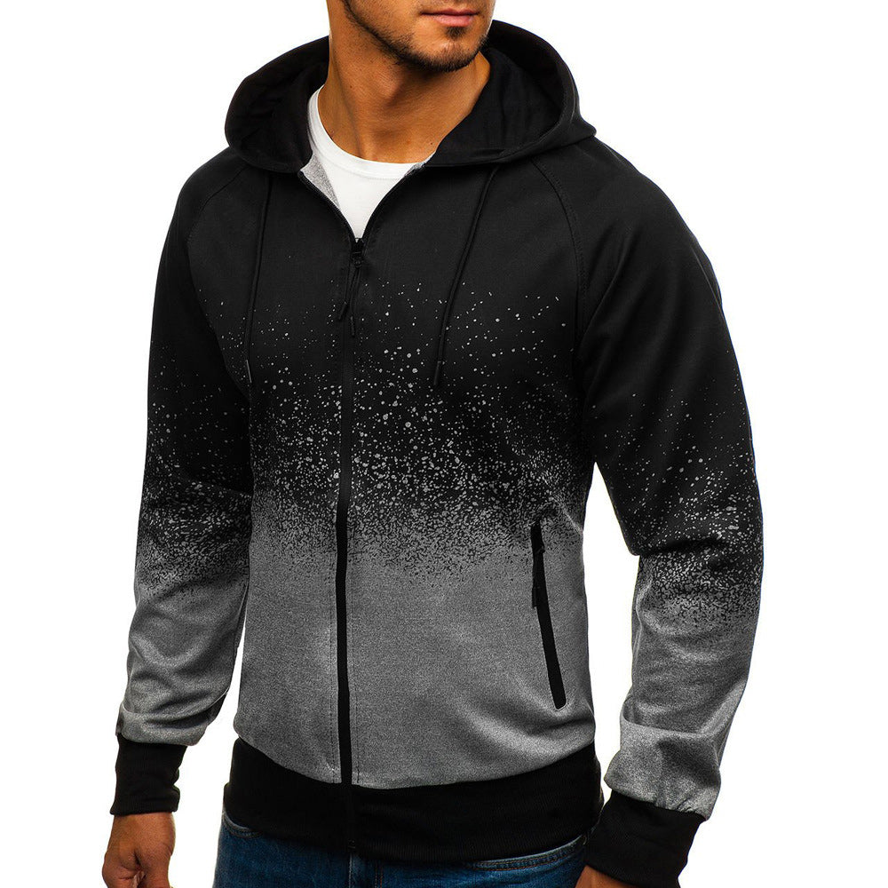 Macymars™ Men's Gradient Print Hooded Zip Sweatshirt Jacket