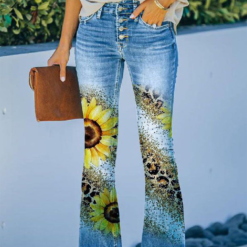 Macymars™ Women's Print Casual Flare Jeans Pants