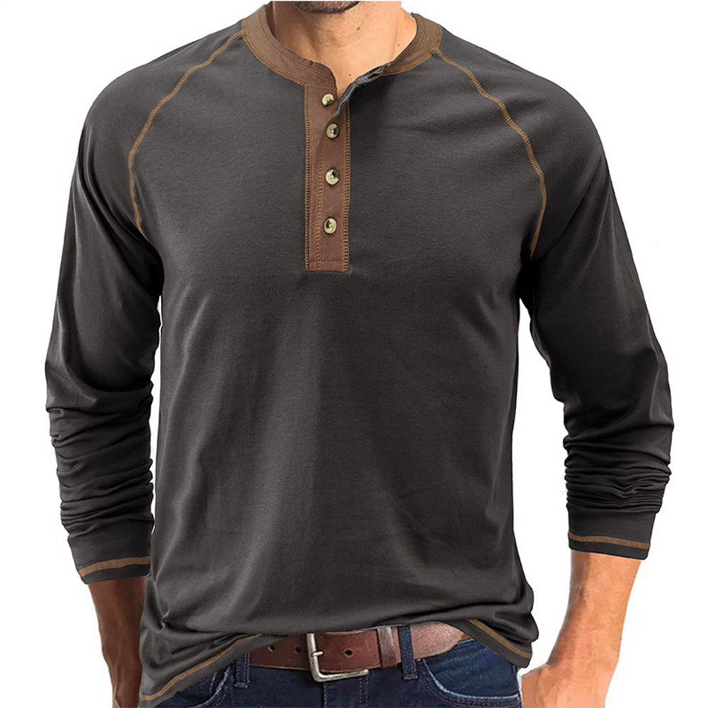 Macymars™ Henley Neck Contrast Trim Casual Shirt 2022 Autumn