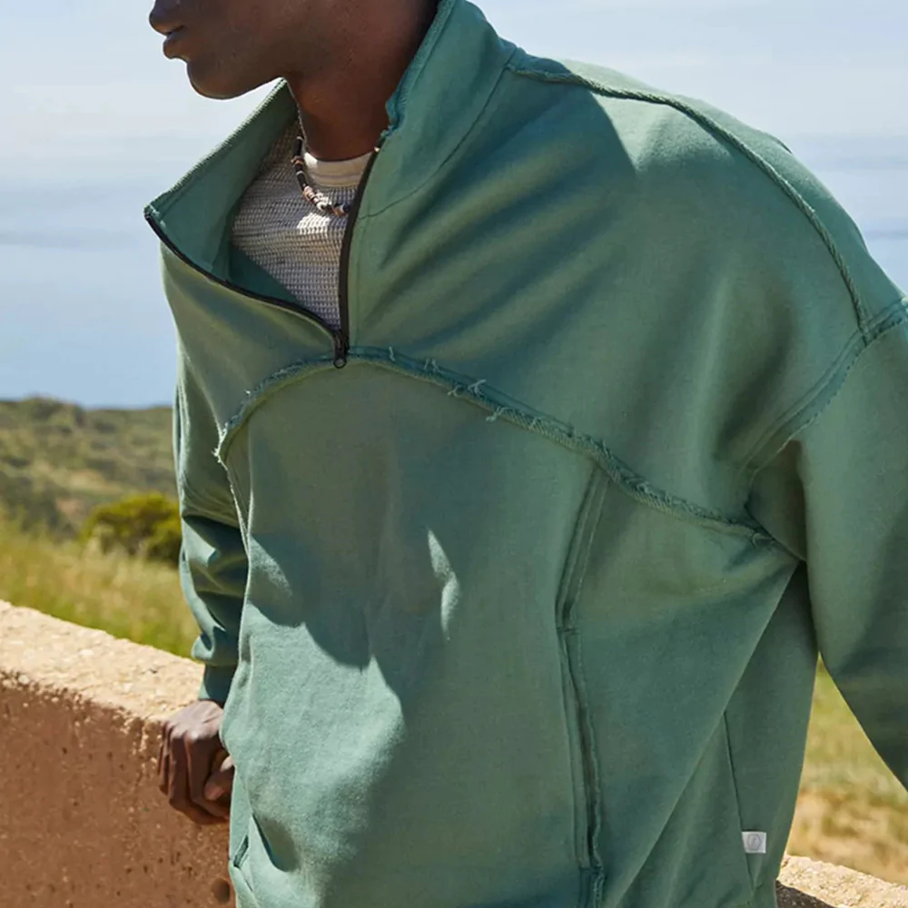 Macymars™ Men's Long Sleeve Stand Collar Pullover Zip Sweatshirt