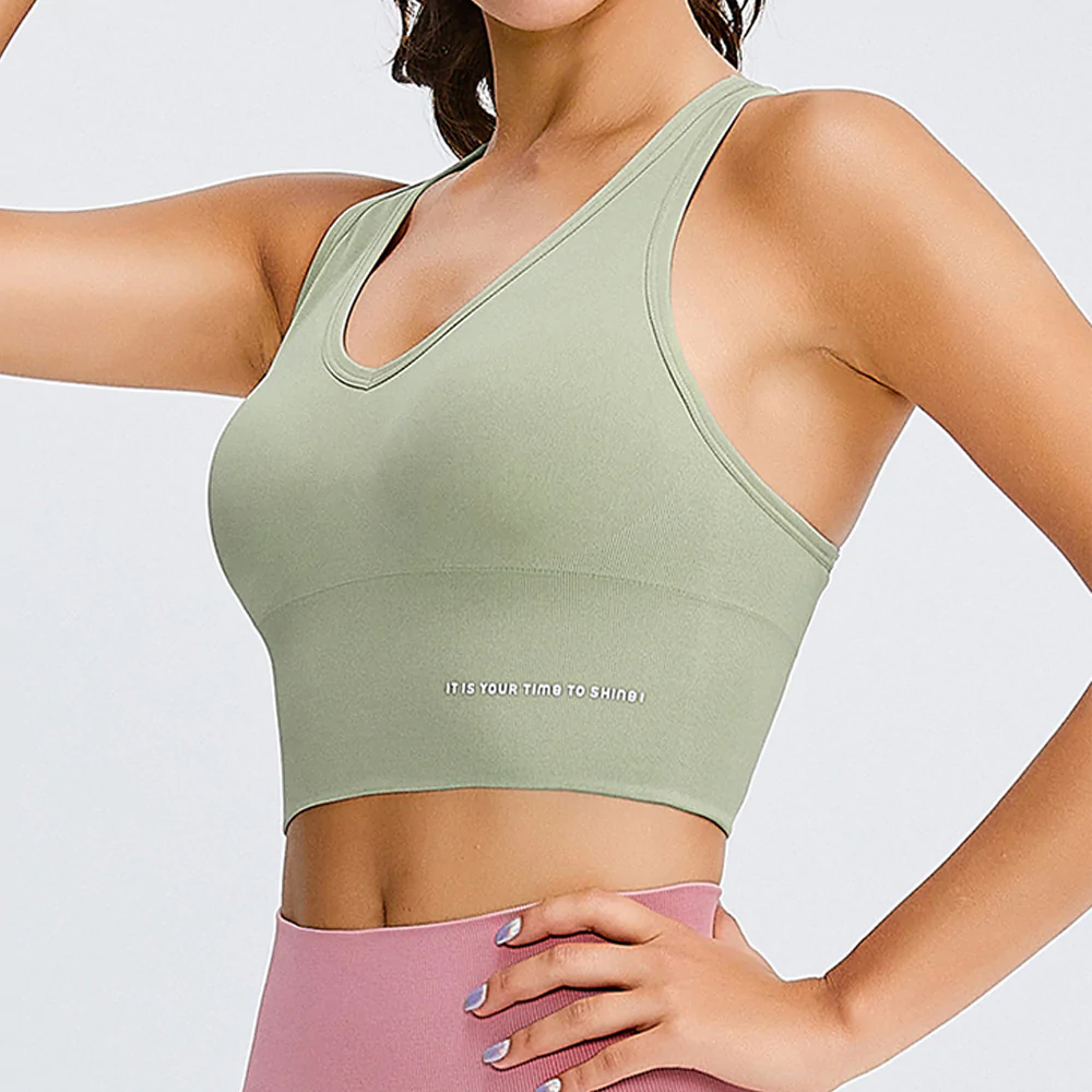 Macymars™ V-neck X-back 4-breasted Sports Bra