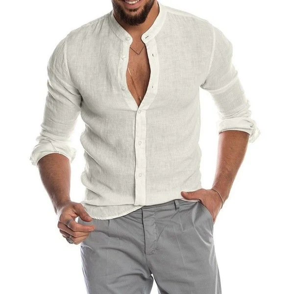 Macymars™ Men's Cotton Linen Shirt Long Sleeve Loose Tops