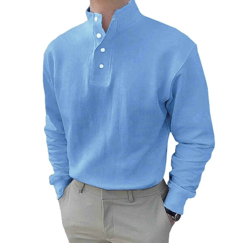 Macymars™ Gentleman's Simple Basic Stand-Up Collar Long-sleeved Polo Shirt