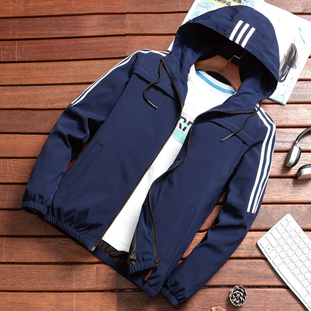 Macymars™ Men's Striped Hooded Sports Jacket