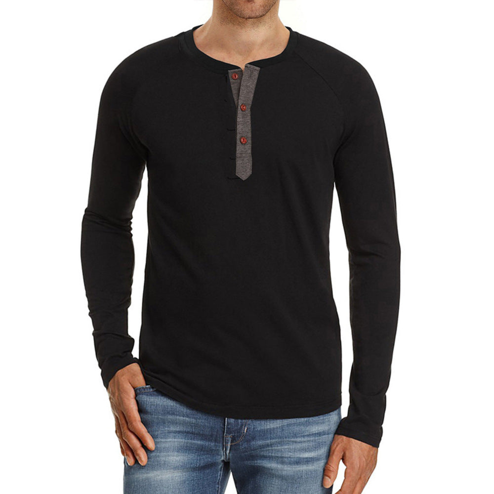 Macymars™ Men's Henley Long Sleeve Crewneck T-Shirts