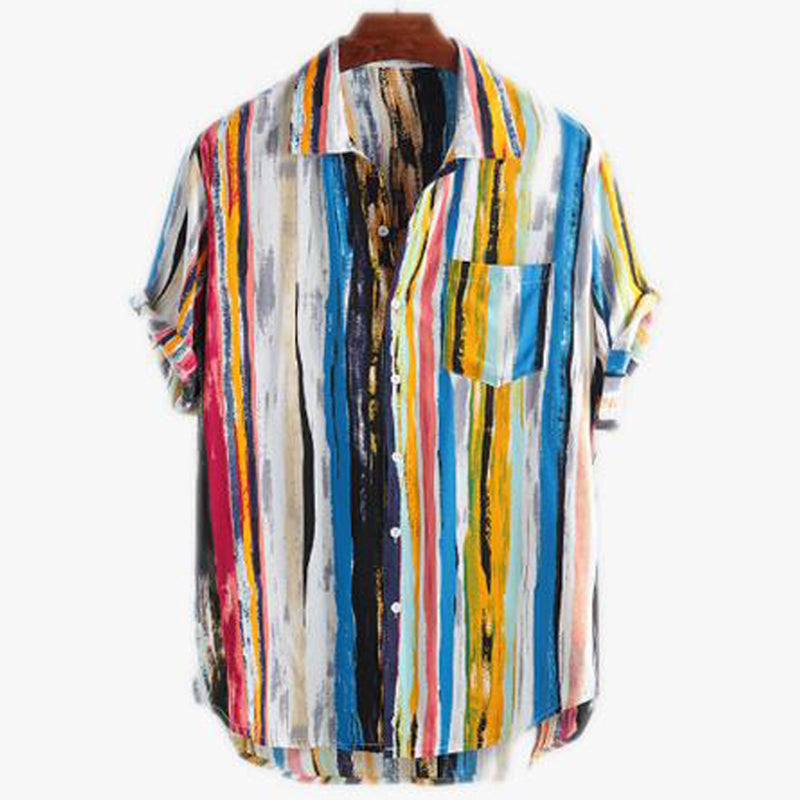 Macymars™ Blue Impressive Style Fashionable Print Men's Bowling Shirt