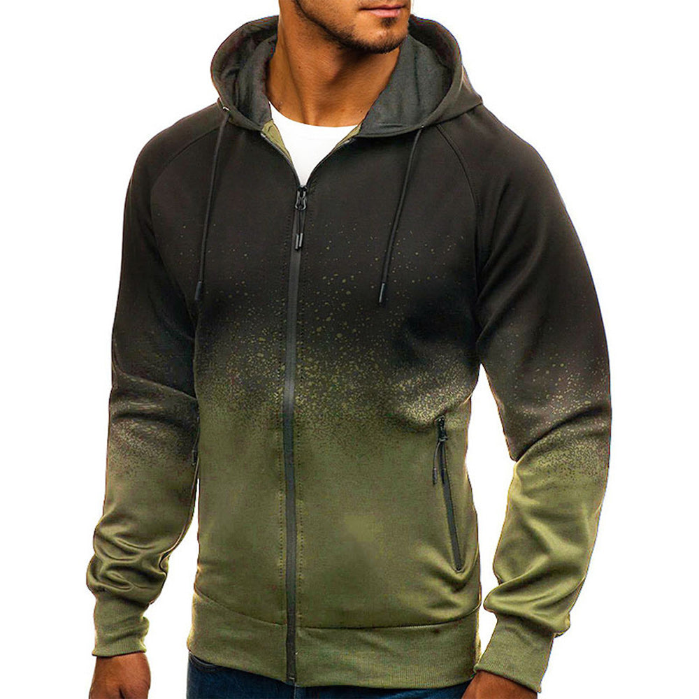 Macymars™ Men's Gradient Print Hooded Zip Sweatshirt Jacket