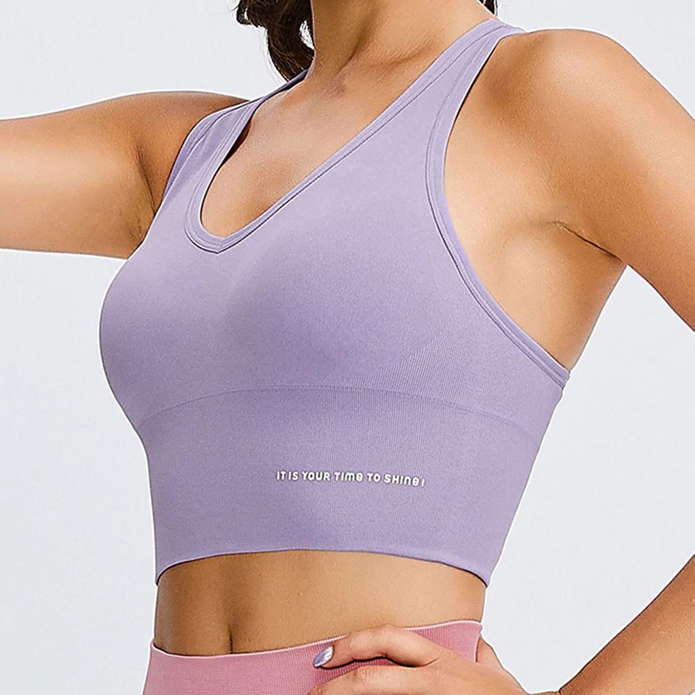 Macymars™ V-neck X-back 4-breasted Sports Bra