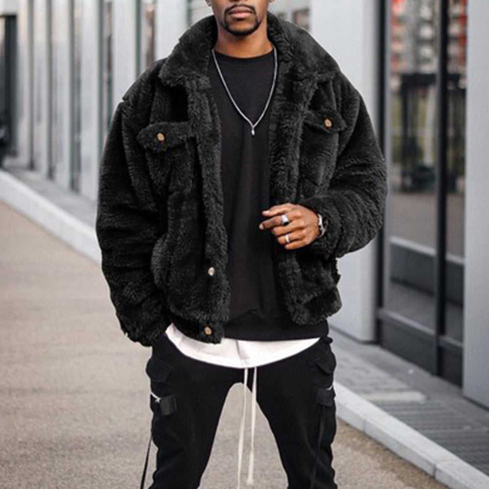 Macymars™ Men's Long Sleeve Plush Solid Color Autumn and Winter Jacket