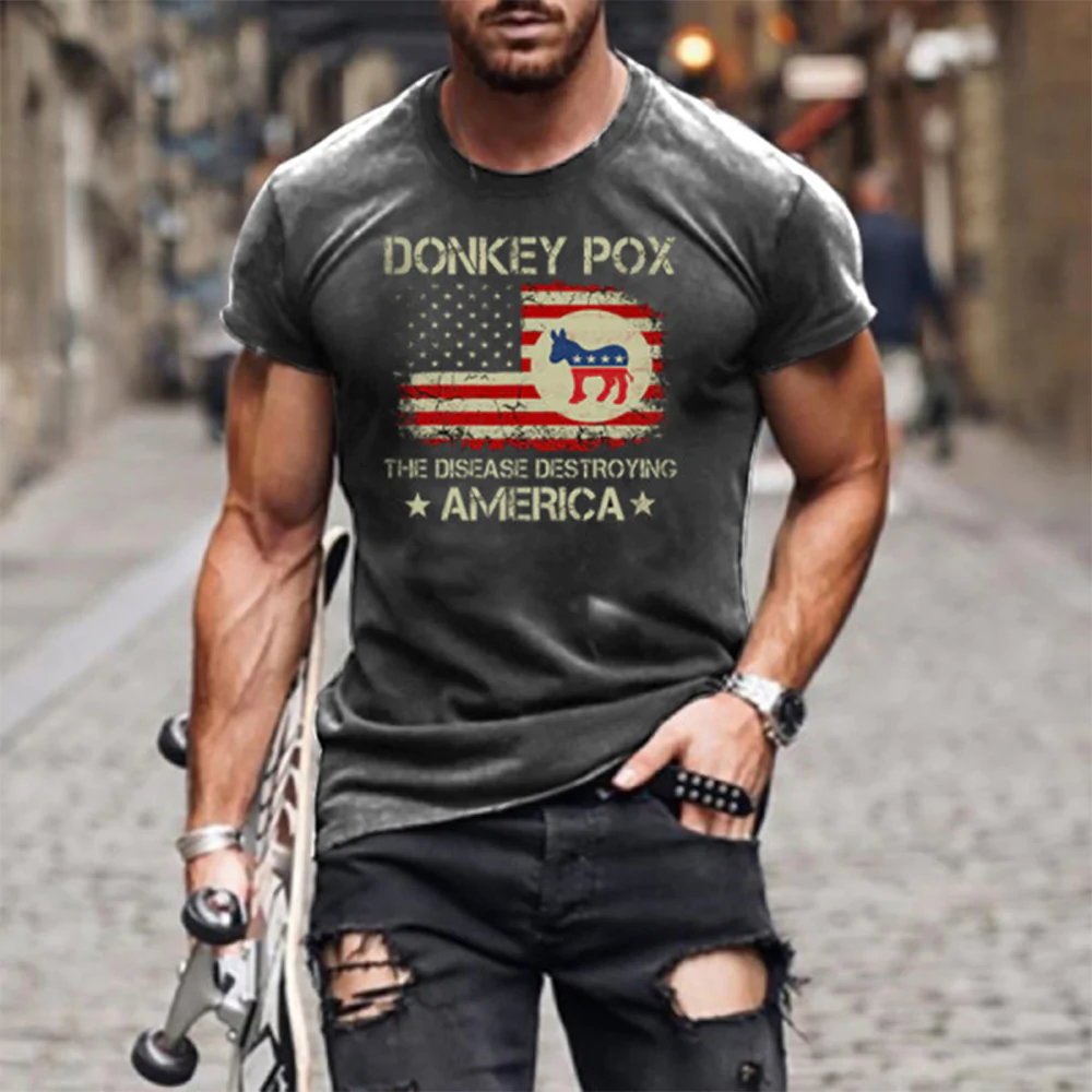 Macymars™ Mens Casual Print Short Sleeve Loose Irregular T-Shirt