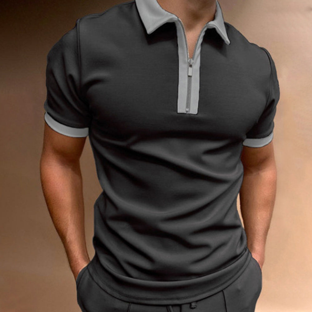 Macymars™ Men's Slim Fit Zip Lapel Short Sleeve Polo Shirt