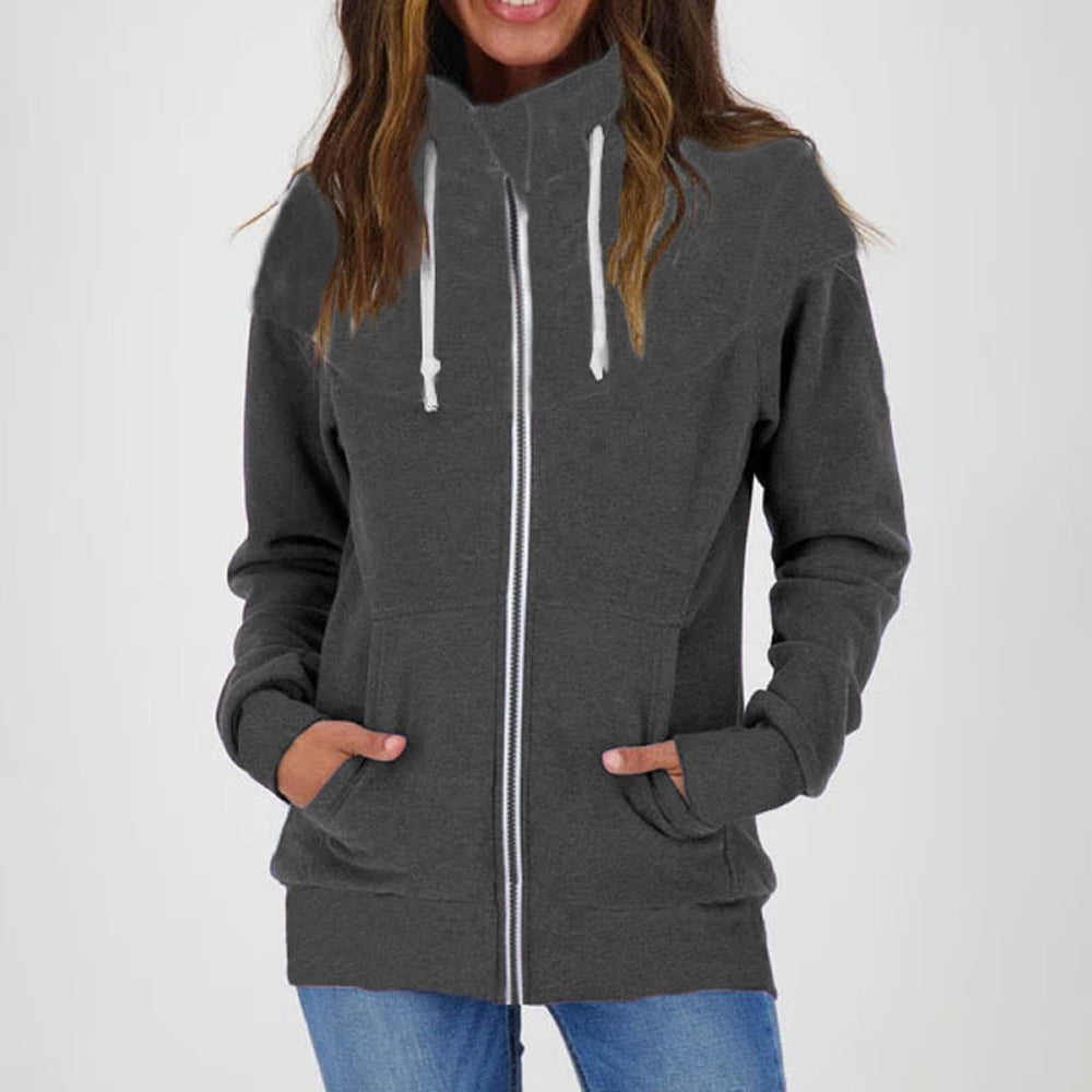 Macymars™ Womens Solid Color Drawstring Zip Long Sleeve Sweatshirt