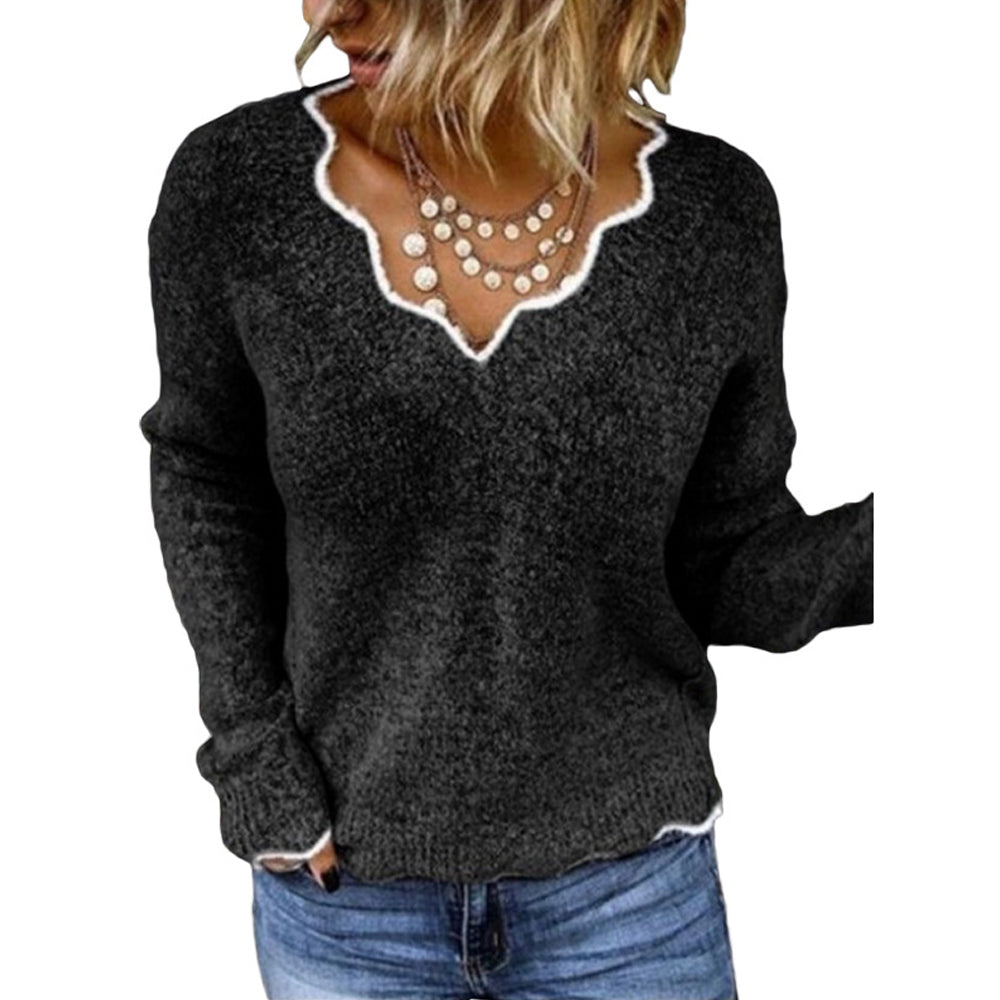 Macymars™ Women's Sexy Lace V-neck Knitted Warm Pullover Sweater
