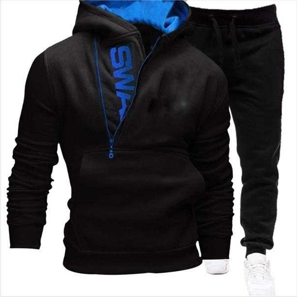 Macymars™ Men's Fleece Side Zip Contrast Pullover Sweatshirt Pants Set