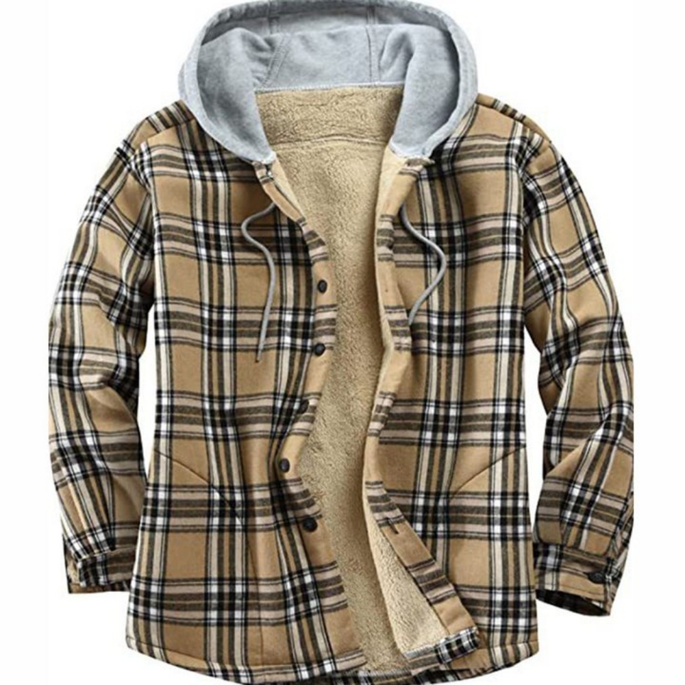 Macymars™ Men's Plaid Fleece Hooded Jacket