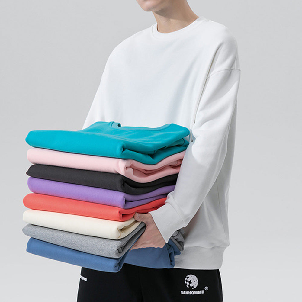 Macymars™ Men's Long Sleeve Round Neck Pullover Solid Color Sweatshirt