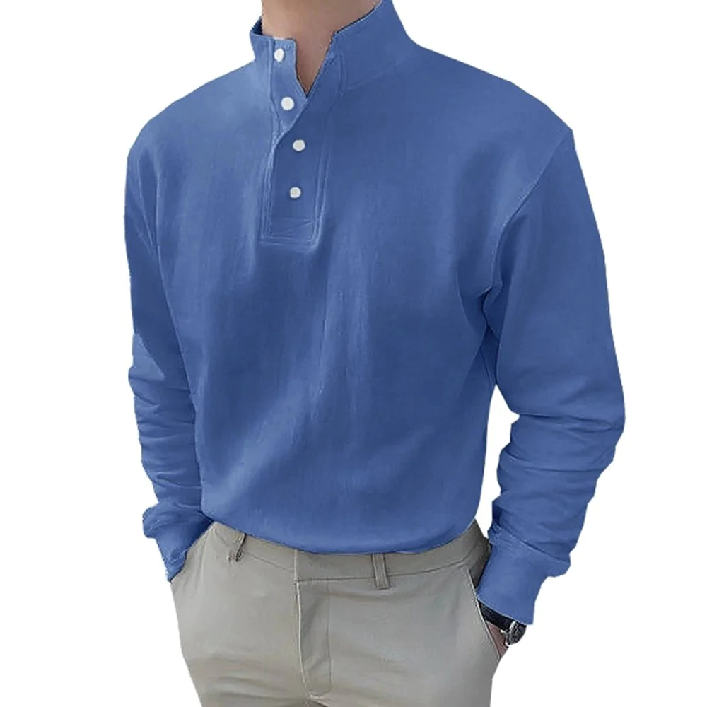Macymars™ Gentleman's Simple Basic Stand-Up Collar Long-sleeved Polo Shirt