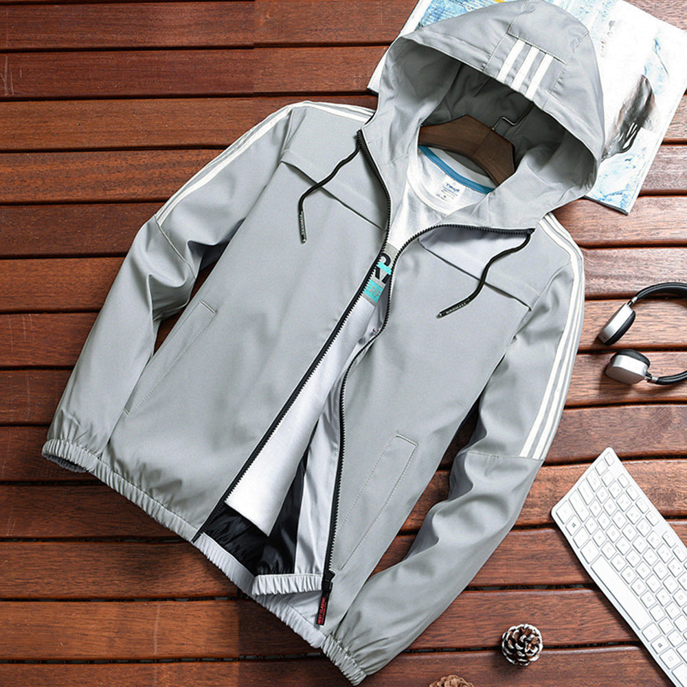 Macymars™ Men's Striped Hooded Sports Jacket