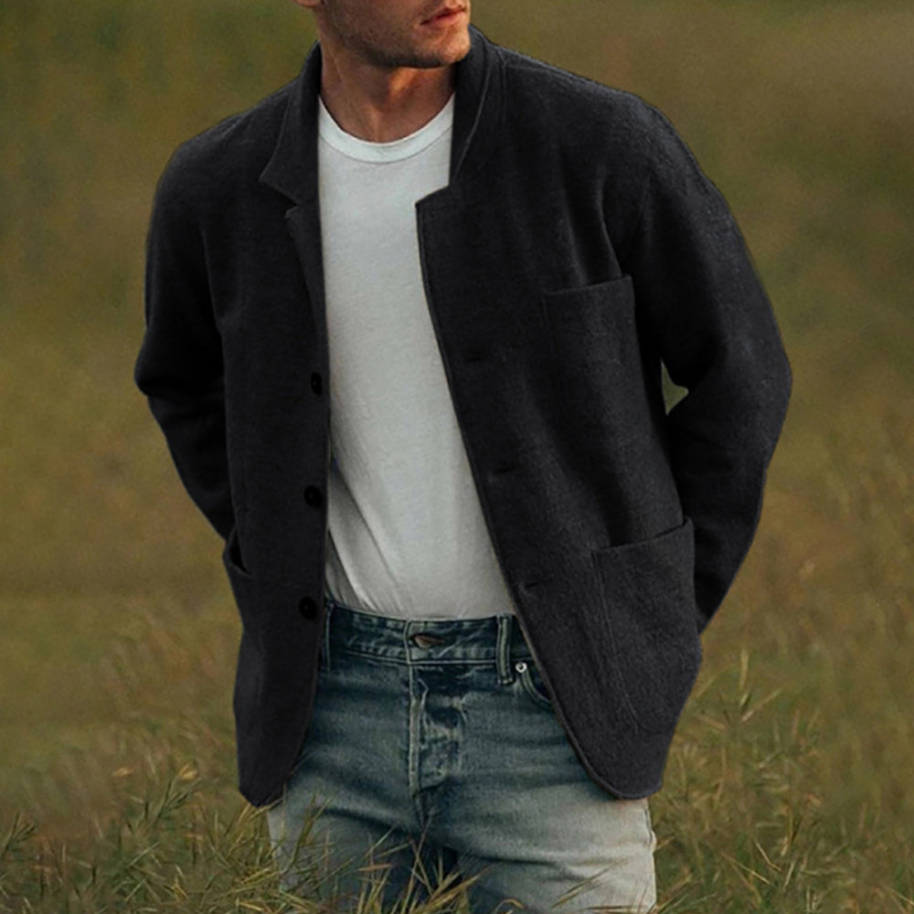 Macymars™ Men's Retro Style Jacket Single Breasted Long Sleeve Outwear Suit Collar Coat