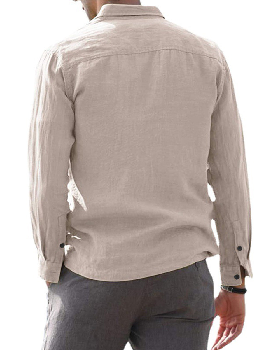 Macymars™ Men's Casual Solid Color Long Sleeve Lapel Shirts