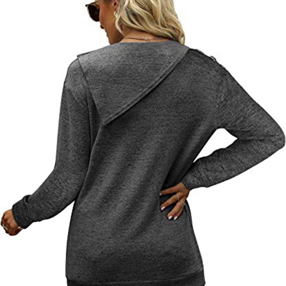 Macymars™ Women's Round Neck Button Long-sleeved Sweatshirt T-shirt