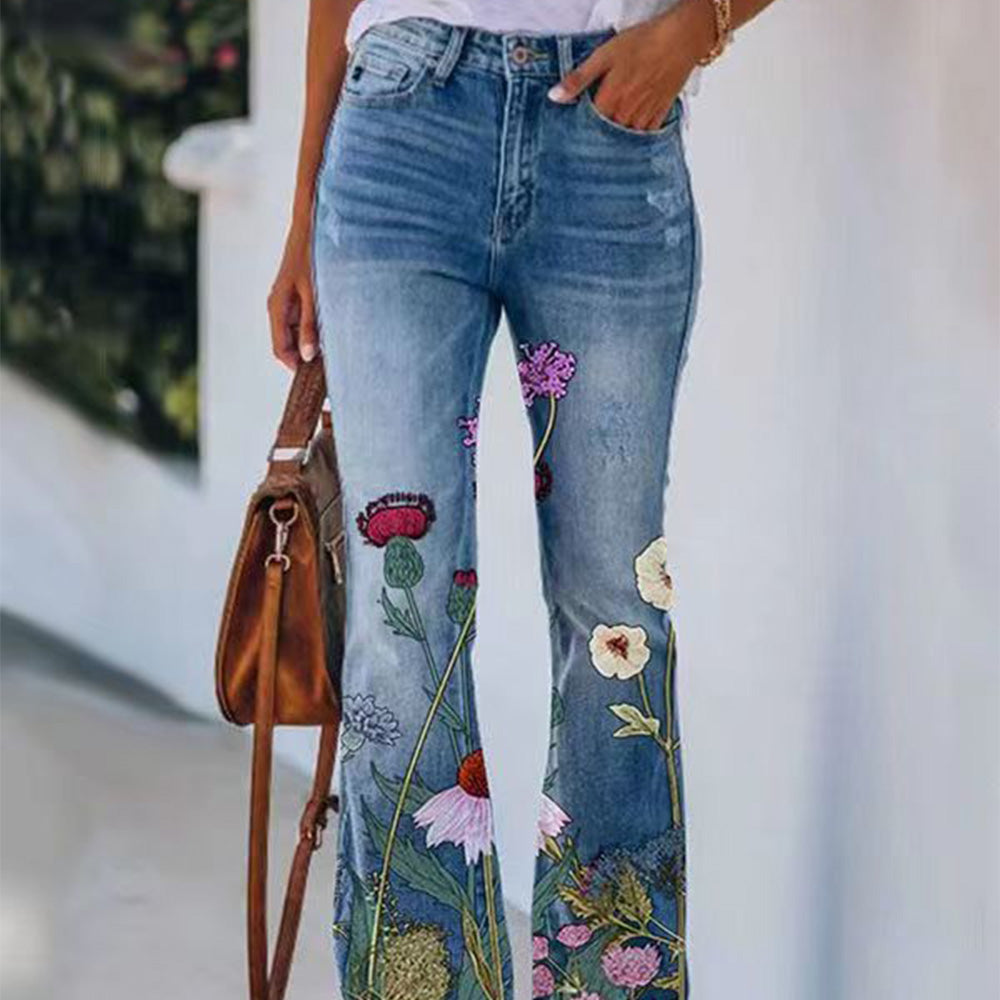 Macymars™ Women's Casual Print Flare Jeans Pants